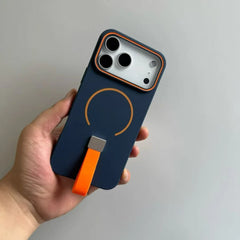 MagSafe Silicone Case with Strap & Grip Ring for iPhone 11–17 Pro Max