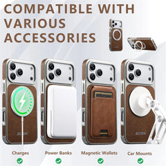 Rotating Leather MagSafe Case with 360° Ring Stand for iPhone 13–17 Pro Max