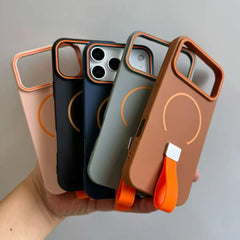 MagSafe Silicone Case with Strap & Grip Ring for iPhone 11–17 Pro Max