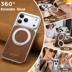 Rotating Leather MagSafe Case with 360° Ring Stand for iPhone 13–17 Pro Max